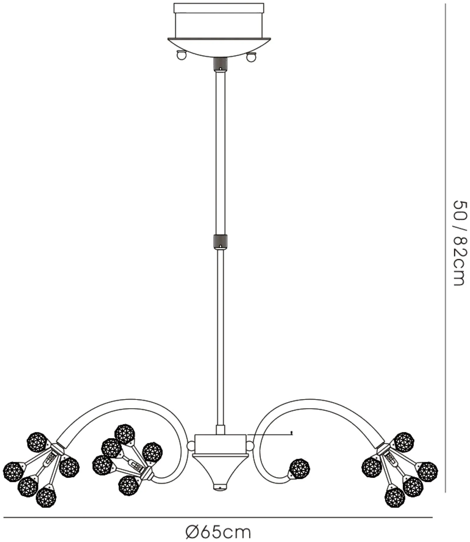 Octavia French Gold Crystal Ceiling Lights Diyas Multi Arm Crystal Fittings